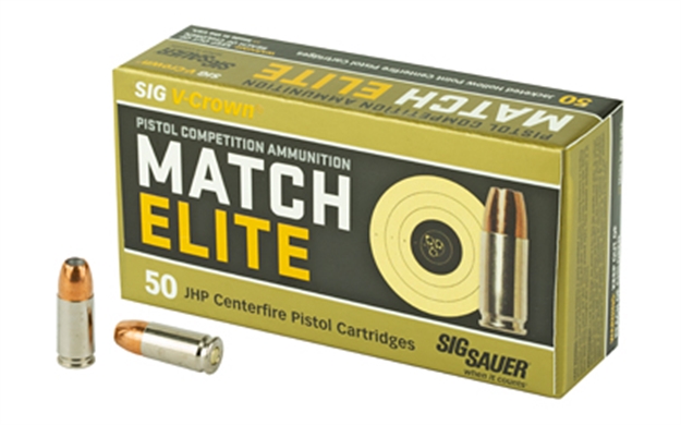 Picture of Sig Sauer E9mma1comp50 Match Elite Competition  9Mmluger 115Gr V-Crown Jacketed Hollow Point 50 Per Box/20 Case SGE9MMA1-COMP-50 798681616701