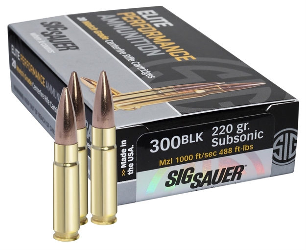 Picture of Sig Sauer Elite Performance Match Grade Rifle Ammo 300 Aac, Sierra Matchking, 220 Grains, 1000 Fps, 20, Boxed E300A2-20