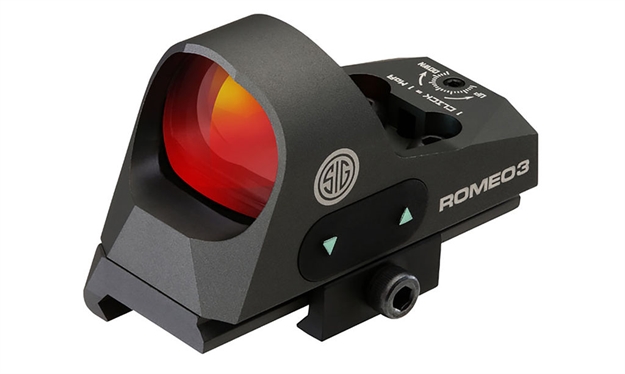 Picture of Sig Sauer Romeo3 Reflex Sight, 1X 25Mm, M1913 Rail Interface Mount, 3 Moa Dot Reticle, Full Co-Witness Mount, Graphite SOR31002