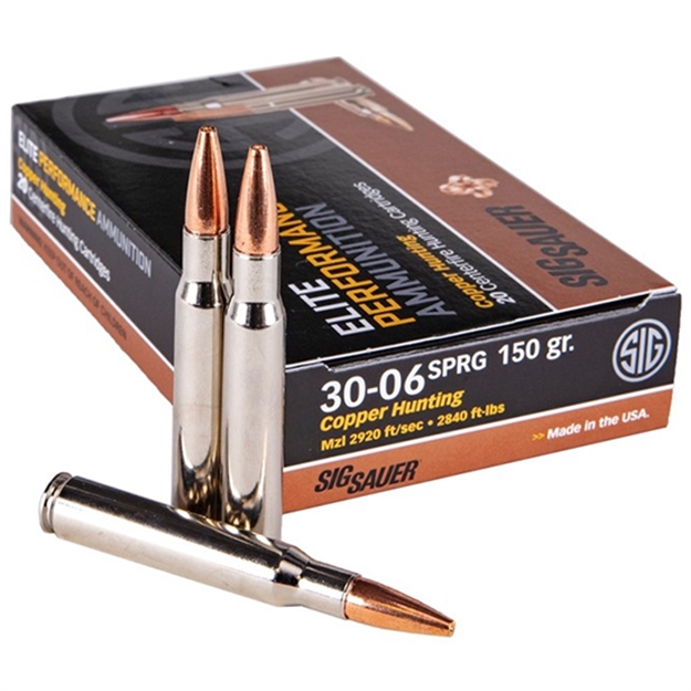 Picture of Sig Sauer E3006h120 Elite Copper Hunting  30-06Springfield 150Gr Copper Solid 20 Per Box/10 Case E3006H1-20
