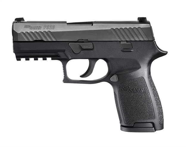 Picture of Sig Sauer P320 Nitron Compact Semi Auto Pistol, 9Mm, 3.9In, Blk, Striker, Siglite, (2) 10Rd Steel Mag, Manual Safety, MA Compliant 320C-9-BSS-MS-MA 798681553372
