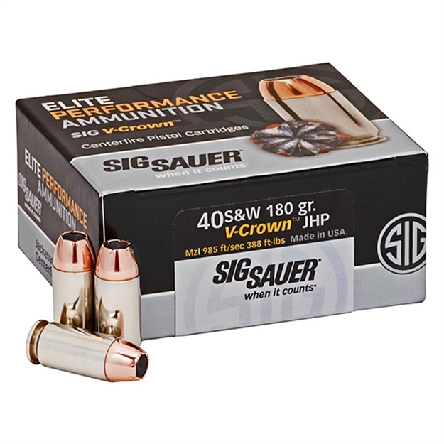 Picture of Sig Sauer V-Crown Performance Pistol Ammo 40 S&W, Jhp, 180 Gr, 50 Rnd E40SW2-50