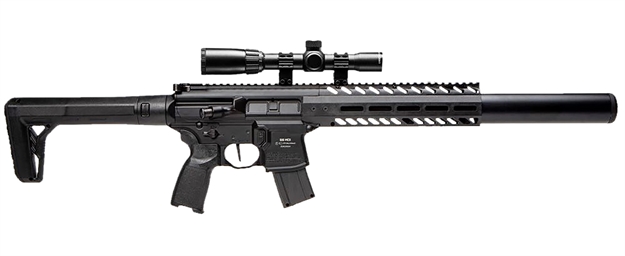 Picture of  Sig Sauer Airguns Airmcx177g2blkscope Mcx Air Gen 2 Co2 177 Pellet 18" 30Rd, Black, M-Lok Handgaurd, Flat Trigger, C02 Storage QD Stock, Reduced Angle Grip, 1-4X24mm Scope