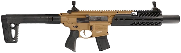 Picture of Sig Sauer Airguns Airmcxcanebrake Mcx Canebrake Air  Co2 (Not Included) 177 Pellet 30Rd, Fde Metal Rec, Removable Fixed Black Synthetic Stock, Flat Trigger, Flip-Up Sights AIR-MCX-CANEBRAKE 798681642717