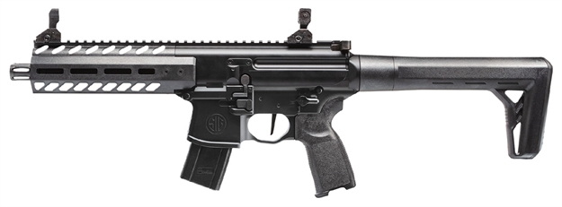Picture of Sig Sauer Airguns Airmpx177g2blk Mpx Air Gen 2 Semi-Auto Co2 177 Pellet 30Rd, Black, Fixed Stock, M-Lok Handgaurd, Flat Trigger, Flip-Up Sights