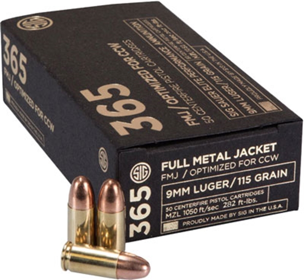 Picture of Sig Sauer Elite Performance Pistol 365 Ball Ammo 9Mm, Fmj, 115 Gr, 1050Fps, 50 Rnd E9MMB1-365-50 798681591640