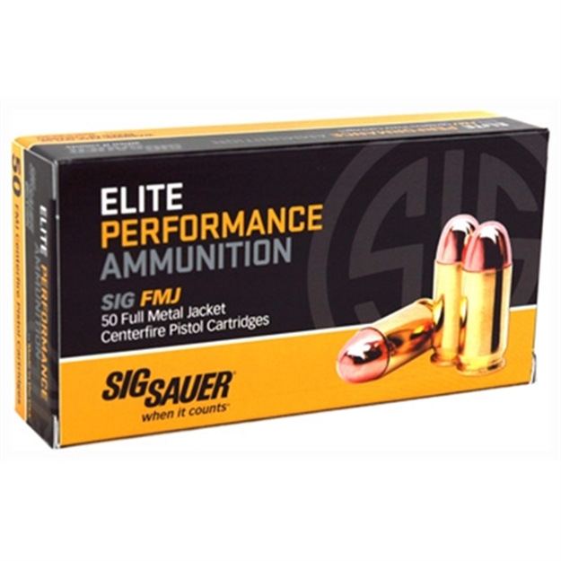 Picture of Sig Sauer Elite Performance Pistol Ball Ammo 9Mm, Fmj, 115 Gr, 1185 Fps, 50 Rnd, Boxed E9MMB1-50 798681516889