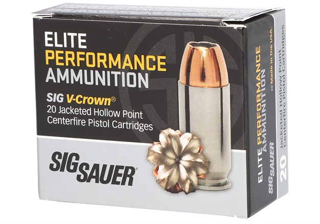 Picture of  Sig Sauer E10mm20020 Elite Performance  10Mmauto 200Gr V-Crown Jacketed Hollow Point 20 Per Box/10 Case 798681644926