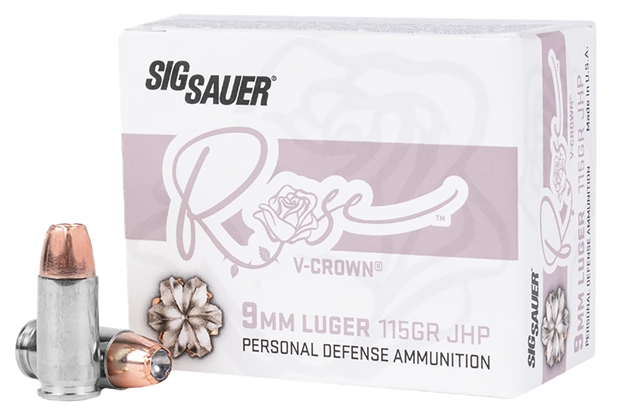 Picture of  Sig Sauer E9mma1rose20 Rose  9Mm Luger 115Gr V-Crown Jacketed Hollow Point 20 Per Box/10 Case 798681686827