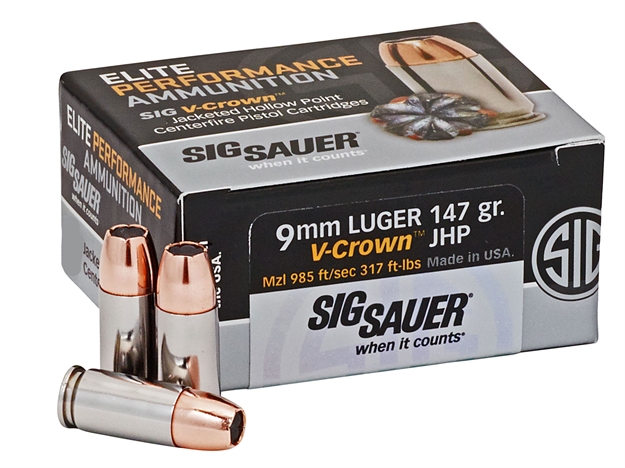 Picture of  Sig Sauer E9mma3comp50 Match Elite Competition  9Mmluger 147Gr V-Crown Jacketed Hollow Point 50 Per Box/20 Case 798681592449