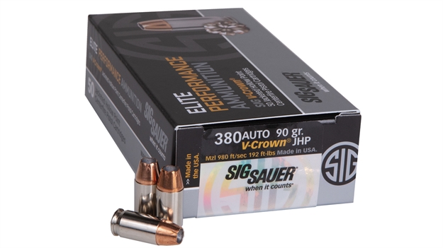 Picture of Sig Sauer V-Crown Performance Pistol Ammo 380 Acp, Jhp, 90 Gr, 50 Rnd E380A1-50