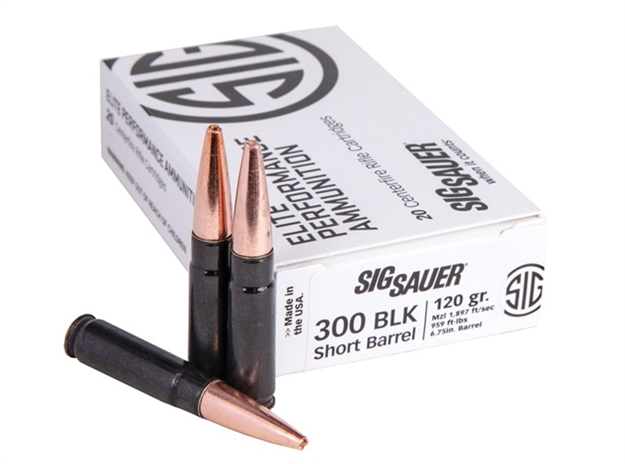 Picture of Sig Sauer Performance Hunting Rifle Ammo 300 Aac, Sbr Solid Copper Blk Case, 120 Gr, 20 Rnd E300H1SBR20 798681594214