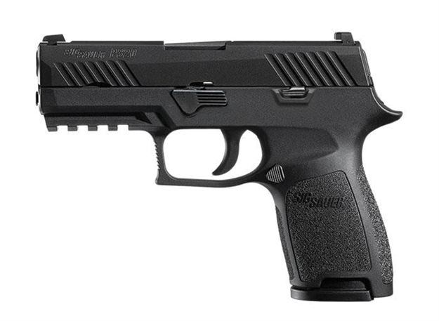 Picture of Sig Sauer P320 Nitron Compact Semi Auto Pistol, 9Mm, 3.9In, Blk, Striker, Siglite, (2) 10Rd Steel Mag, Manual Safety, MA Compliant 320C-9-BSS-MS-MA