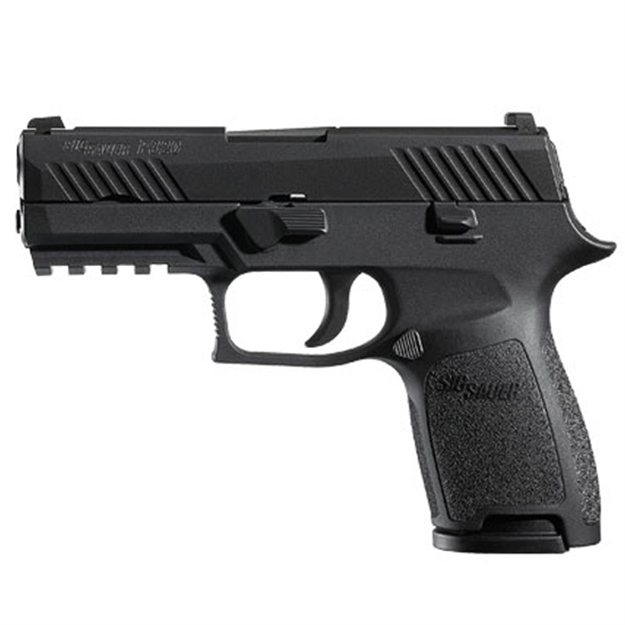 Picture of Sig Sauer 320C45bss P320  Compact 45 Acp 9+1 3.90" Black Carbon Steel Barrel, Black Nitron Serrated Slide, Black Stainless Steel Frame W/Picatinny Rail Black Polymer Grips Right Hand 320C-45-BSS