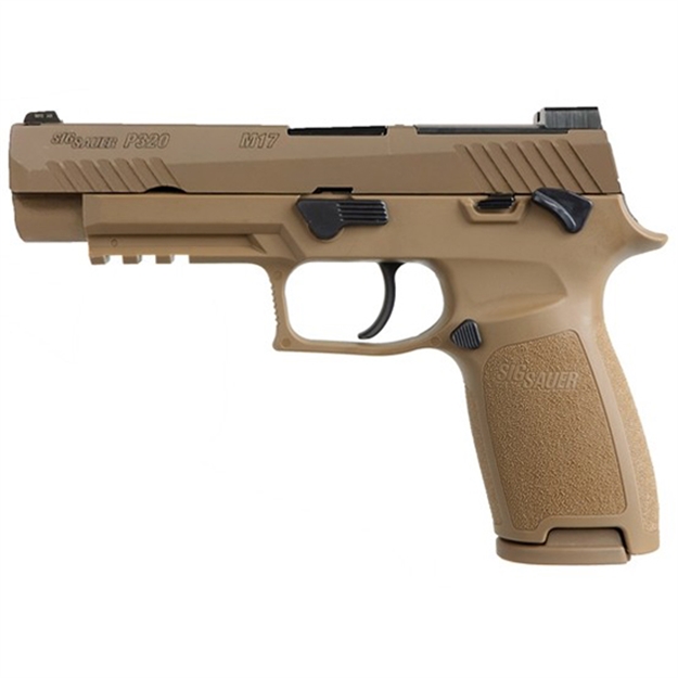 Picture of Sig Sauer 320F9m17msma P320 M17 *Ma Compliant 9Mm Luger Caliber With 4.70" Barrel, 10+1 Capacity, Overall Coyote Pvd Finish Stainless Steel, Picatinny Rail Frame, Serrated Slide & Polymer Grip 320F-9-M17-MS-MA 798681602988
