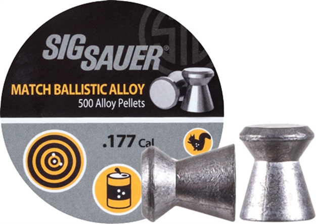 Picture of Sig Sauer Pellets 177 Match 5.25Gr Lead Alloy 500 RD Tin MATCH-PB-177-500