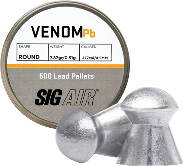 Picture of Sig Sauer Pellets .177 Venom 7.87Gr Round Lead Alloy 500 Ct. AIR-AMMO-VPB-177