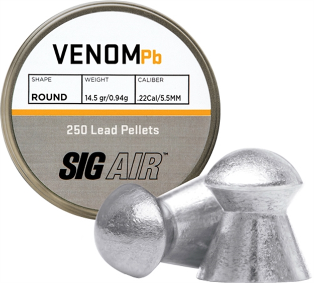 Picture of Sig Sauer Pellets .22 Venom 14.5Gr Round Lead Alloy 250 Ct. AIR-AMMO-VPB-22 798681615926