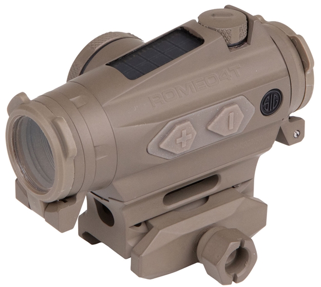 Picture of Sig Sauer Romeo4t Red Dot Sight, Ballistic Circle Dot, Solar, 0.5 Moa Adj, Side Battery, Hex Bolt Mount, Spacer, Fde SOR43131