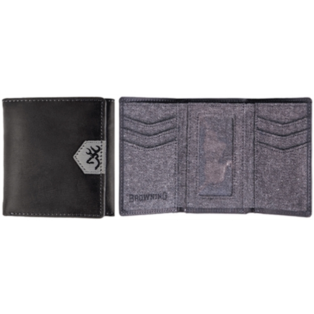 Picture of Browning Leather Wallet Tri-Fold Buckmark Logo Black