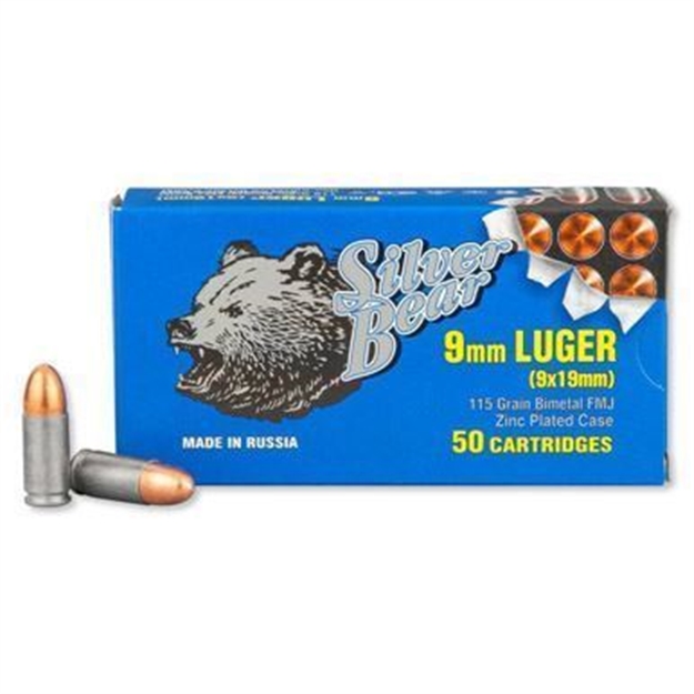 Picture of Silver Bear 9Mm 115Gr. Fmj 500Rds (50 RD Per Box, 10 Boxes Per Case)