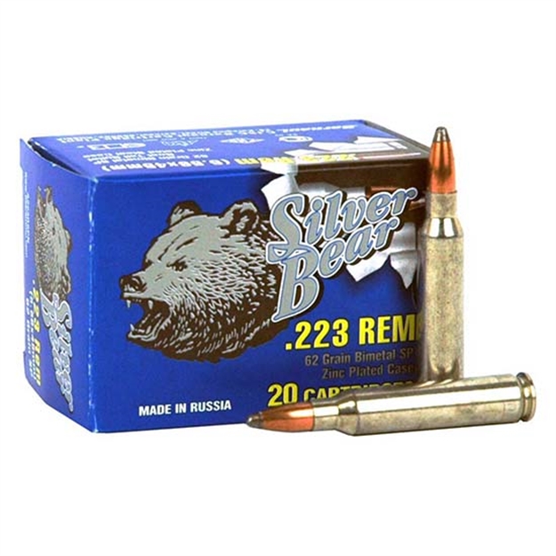 Picture of Silver Bear Bear .223 Remington 62Gr HP Zinc Plated 20-Pack