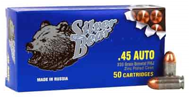 Picture of Silver Bear Bear .45Acp 230Gr Fmj Zinc Plated Steel Case 50-Pack