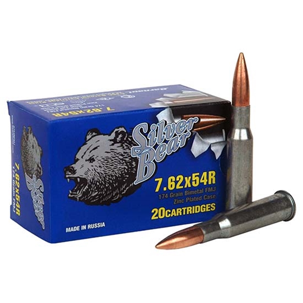 Picture of Silver Bear Bear 7.62X54r 174Gr Fmj Zinc Plated Case 20-Pack