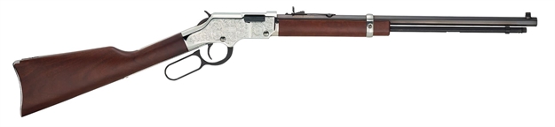 Picture of  Henry H004sem Silver Eagle  Full Size 22 Wmr 12+1 20.50" Blued Octagon Barrel, Nickel-Plated Steel Receiver, American Walnut Stock Right Hand