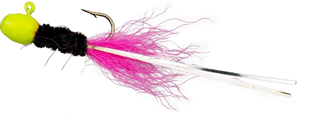 Picture of Slater's Jigs Crappie Jigs, #4 Hook, 1/16 Oz. 12/Cd, Chartreuse/Black/Pink