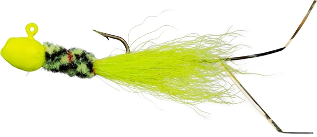 Picture of Slater's Jigs Double Trouble Jigs, #4 Hook, 1/16 Oz. 3/Pack, Chartreuse/Black & Chartreuse/Chartreuse