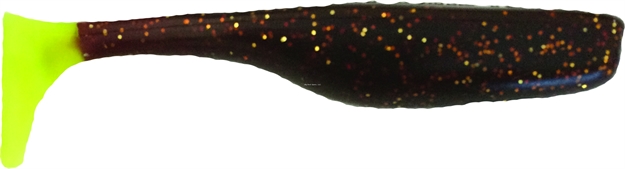 Picture of Slayer Inc. Sinister Swim Tail (S.S.T.), 3 1/2", Rootbeer Chartreuse Tail, 10/Pack
