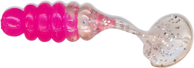 Picture of Slider Crappie/Panfish  Grub 1" Hot Pink/Silver Glitter Tail 18/Pack