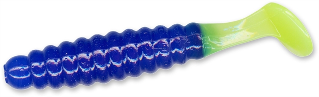 Picture of Slider Crappie/Panfish Grub W/Vibratail, 1 1/2", Blue/Chartreuse, 18/Pack