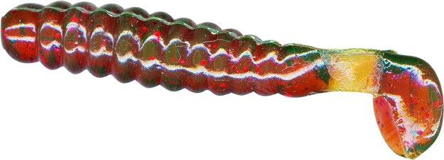 Picture of Slider Crappie/Panfish Grub W/Vibratail, 1 1/2", Motor Oil Red Glitter, 18/Pack