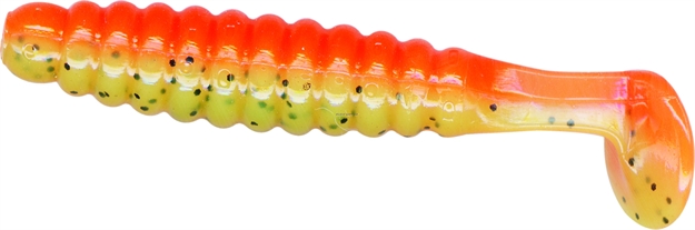 Picture of Slider Crappie/Panfish Grub W/Vibratail, 1 1/2", Orange/Chartreuse, 18/Pack