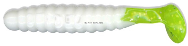 Picture of Slider Crappie/Panfish Grub W/Vibratail, 1 1/2", White/Chartreuse Tail, 18/Pack