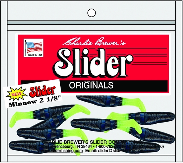 Picture of Slider Double Action Minnow Grub, 2 1/8", Black/Chartreuse, 10/Bag