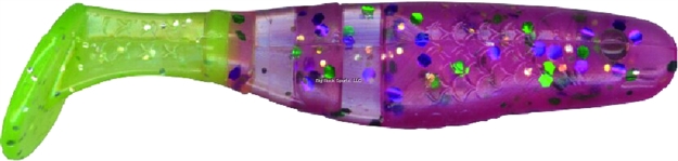 Picture of Slider Double Action Minnow Grub, 2 1/8", Cotton Candy/Chartreuse, 10/Bag