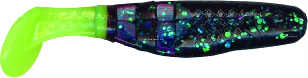 Picture of Slider Double Action Minnow Grub, 2 1/8", Junebug/Chartreuse Tail, 10/Bag