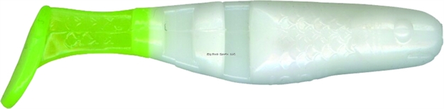 Picture of Slider Double Action Minnow Grub, 2 1/8", White/Chartreuse Tail, 10/Bag