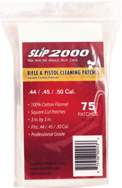 Picture of Slip 2000 2000 Cleaning Patches 3" Square .44/.45/.50 Cal 75-Pack 60953