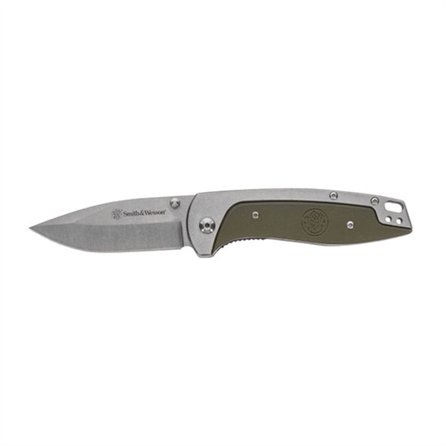 Picture of Smith & Wesson Knife Freighter Folding Blade 3.6" G10 OD Grn Handle! 1117232