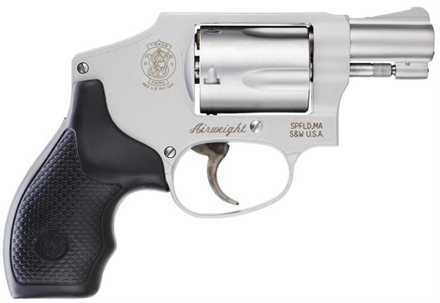Picture of  Smith & Wesson 103810 Model 642 Airweight 38 S&W Spl +P Stainless Steel  1.88" Barrel & 5Rd Cylinder, Matte Silver Aluminum Alloy J-Frame, Polymer Grip, NO Internal Lock 022188038101