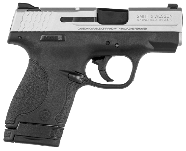 Picture of  Smith & Wesson 13219 M&P Shield Micro-Compact Frame 9Mm Luger 7+1/8+1, 3.10" Black Armornite Stainless Steel Barrel, Cerakote Serrated Aluminum Slide, Matte Black Polymer Frame, Thumb Safety 022188882476