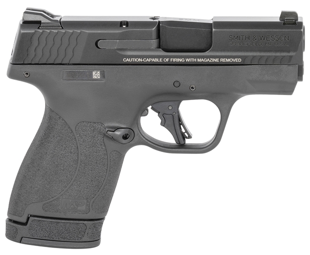 Picture of  Smith & Wesson 13246 M&P Shield Plus Micro-Compact Frame 9Mm Luger 13+1, 3.10" Black Armornite Stainless Steel Barrel & Serrated Slide, Matte Black Polymer Frame,  Thumb Safety 022188884920
