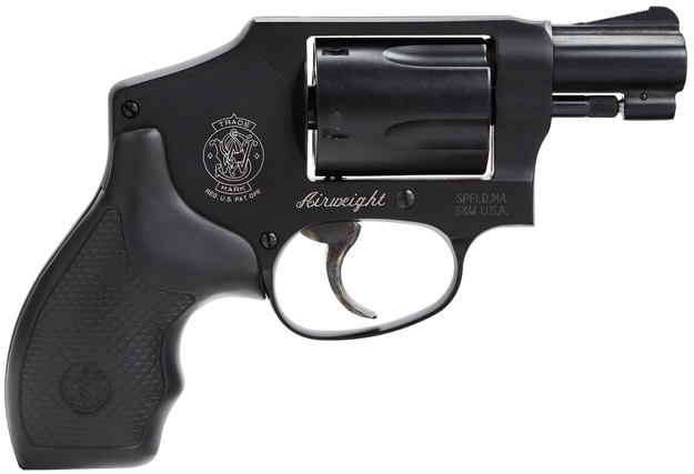Picture of  Smith & Wesson 150544 Model 442 *Ca Compliant 38 S&W Spl +P 5 Shot 1.88" Stainless Steel Barrel, Carbon Steel Cylinder, Aluminum J-Frame, Black Metal Finish, Integral Front Sight, NO Safety Lock 022188137545
