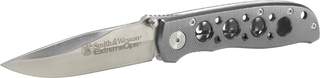 Picture of Smith & Wesson Extreme Ops Liner Lock Folding Knife, 3.2" Drop Point Blade, Aluminum Handle, Belt Clip CK105H 028634105663