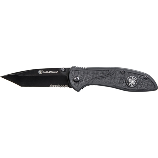 Picture of Smith & Wesson Knife Black Tanto 3.5" Part Serrated Blade W/Pckt Clp