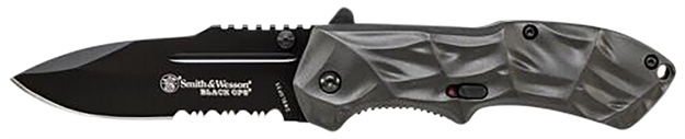 Picture of  Smith & Wesson Knives Swblop3cp Black Ops  3.40" Folding Tanto Plain 4034 SS Blade Aluminum Handle Includes Pocket Clip 028634704316